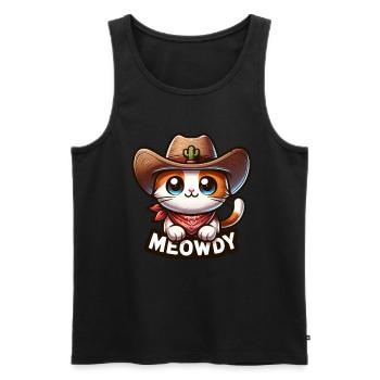Mignon Meowdy Cat Cowboy Jeu de mots chemise - Débardeur bio Premium Homme - noir - Devant - AI Model Male 178 light (178cm)