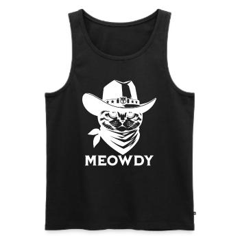 Niedliches Meowdy Cat Cowboy Pun Shirt - Männer Premium Bio Tank Top - Schwarz - Vorne - Michal (187cm)
