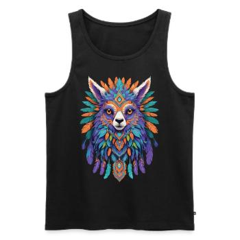 Alpaga spirituel Mandala puissance Animal Design - Débardeur bio Premium Homme - noir - Devant - Michal (187cm)