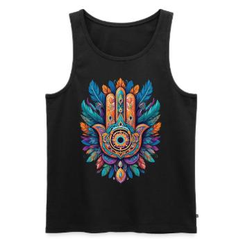 Spirituel Hamsa main plumes Design esthétique - Débardeur bio Premium Homme - noir - Devant - Michal (187cm)