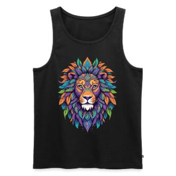 Spirituelles Löwe Mandala Krafttier Design - Männer Premium Bio Tank Top - Schwarz - Vorne - Michal (187cm)
