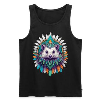 Hérisson Mandala puissance spirituelle Animal Design - Débardeur bio Premium Homme - noir - Devant - Michal (187cm)
