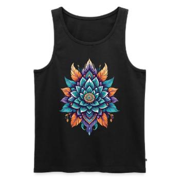 Lotus spirituel fleur de vie esthétique magique - Débardeur bio Premium Homme - noir - Devant - Michal (187cm)
