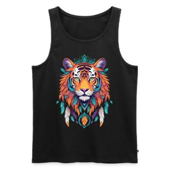 Tiger Mandala Spirituelle Kraft Ästhetik - Männer Premium Bio Tank Top - Schwarz - Vorne - AI Model Male 178 light (178cm)