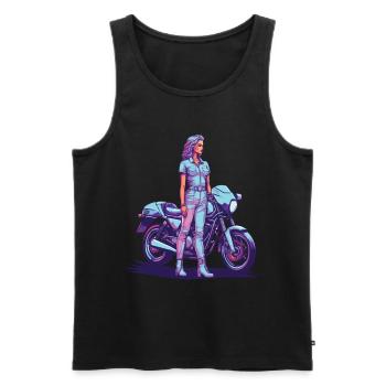 80er Retro Motorrad Biker Vintage Design - Männer Premium Bio Tank Top - Schwarz - Vorne - Michal (187cm)