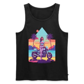 Moto Vintage Vaporwave Streetwear - Débardeur bio Premium Homme - noir - Devant - Michal (187cm)
