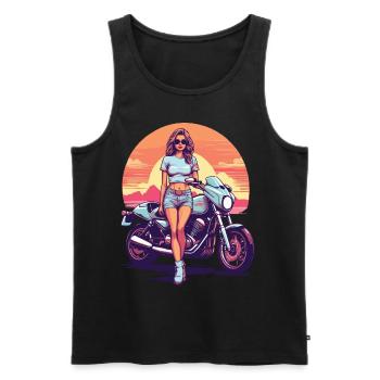 Vintage Californie moto motard esthétique - Débardeur bio Premium Homme - noir - Devant - Michal (187cm)