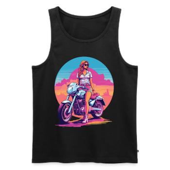Design esthétique rétro Vaporwave Biker - Débardeur bio Premium Homme - noir - Devant - Michal (187cm)