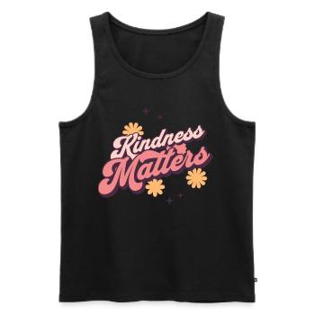 Hippie t-shirt "Kindness Matters Teacher" - Men's Premium Organic Tank Top - black - Front - AI Model Male 178 light (178cm)