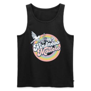 Hippie t-shirt "Kindness Matters Teacher" - Men's Premium Organic Tank Top - black - Front - AI Model Male 178 light (178cm)