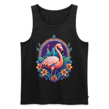 Flamingo Spirituelles Mandala Design - Männer Premium Bio Tank Top - Schwarz - Vorne - AI Model Male 178 light (178cm)