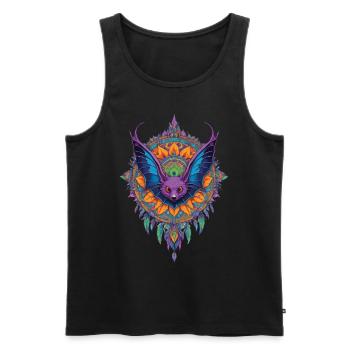 Fascinating bat in spiritual mandala - Men's Premium Organic Tank Top - black - Front - Michal (187cm)