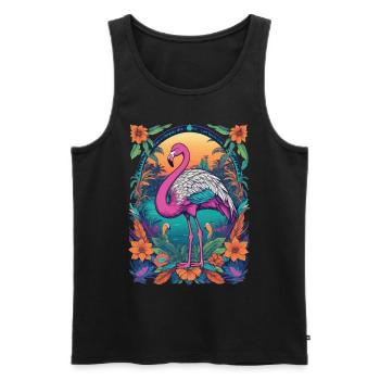 Africa Flamingo Spiritual Mandala Design - Men's Premium Organic Tank Top - black - Front - AI Model Male 178 light (178cm)