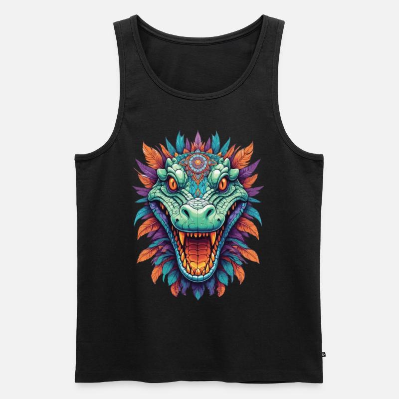 Krokodil Mandala Tiergeist Traumfänger Design - Männer Premium Bio Tank Top - Schwarz