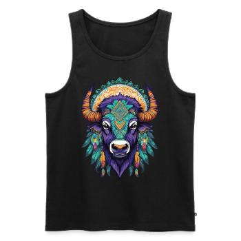 Bison Bull Dream Catcher Mandala Design - Men's Premium Organic Tank Top - black - Front - Michal (187cm)