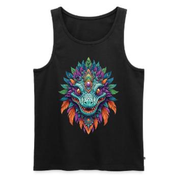 Alligator Traumfänger Mandala Design - Männer Premium Bio Tank Top - Schwarz - Vorne - AI Model Male 178 light (178cm)
