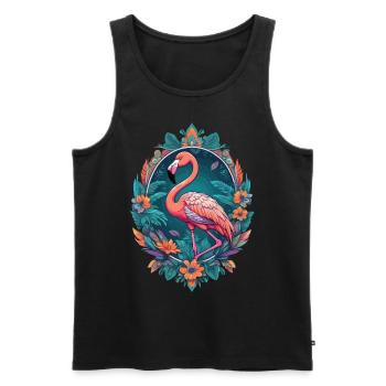 Flamingo Dream Catcher Feather Headdress Mandala Design - Men's Premium Organic Tank Top - black - Front - Michal (187cm)
