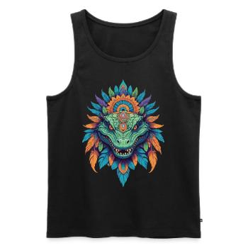 Krokodil Totemtier Mandala Design - Männer Premium Bio Tank Top - Schwarz - Vorne - AI Model Male 178 light (178cm)