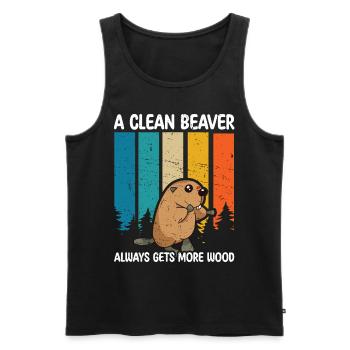 Lustiges Clean Beaver Wood Joke Tee - Männer Premium Bio Tank Top - Schwarz - Vorne - AI Model Male 178 light (178cm)