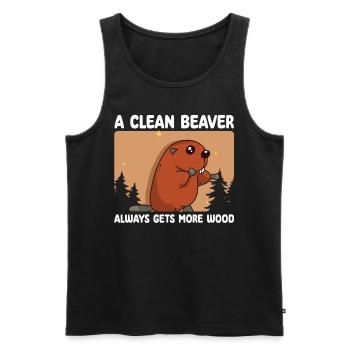Lustiges Clean Beaver Wood Joke Tee - Männer Premium Bio Tank Top - Schwarz - Vorne - AI Model Male 178 light (178cm)