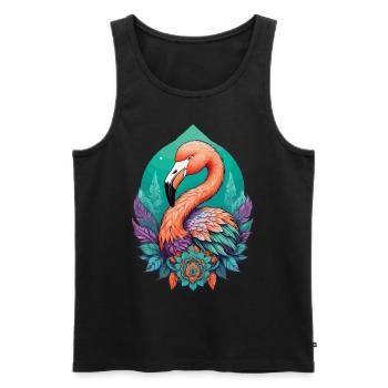 Flamingo Traumfänger Federn Mandala Design - Männer Premium Bio Tank Top - Schwarz - Vorne - AI Model Male 178 light (178cm)