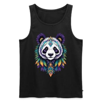 Panda ours Mandala Dream Catcher Design - Débardeur bio Premium Homme - noir - Devant - Michal (187cm)