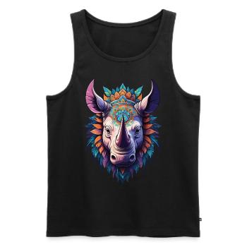 Rhinoceros Mandala Dream Catcher Design - Men's Premium Organic Tank Top - black - Front - Michal (187cm)
