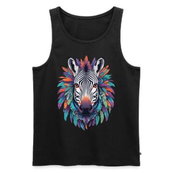 Conception de mandala zèbre dans le style bohème - Débardeur bio Premium Homme - noir - Devant - Michal (187cm)