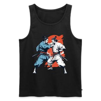 Samurai Bild Retro Samurai Ukiyo-E Vintage Design - Männer Premium Bio Tank Top - Schwarz - Vorne - AI Model Male 178 light (178cm)