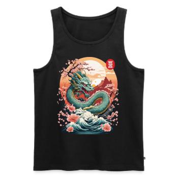 Tatouage de dragon japonais streetwear esthétique - Débardeur bio Premium Homme - noir - Devant - Michal (187cm)