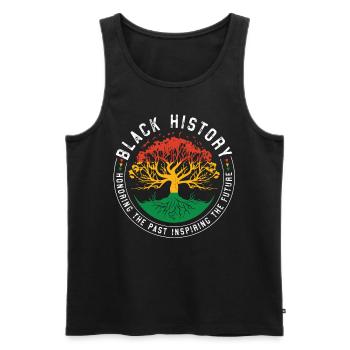 Black History Month Honouring & Inspiring Tee - Men's Premium Organic Tank Top - black - Front - AI Model Male 178 light (178cm)