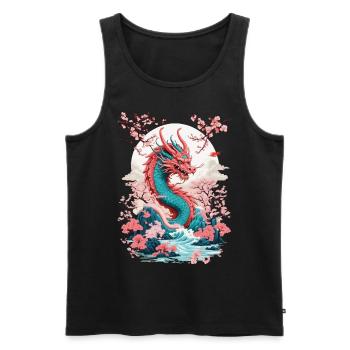Design streetwear esthétique du dragon japonais - Débardeur bio Premium Homme - noir - Devant - Michal (187cm)