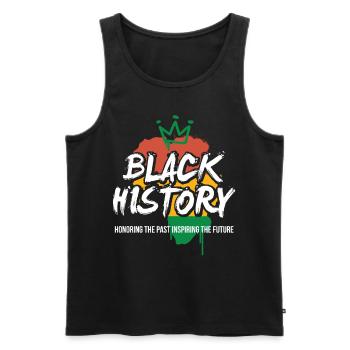 Black History Month Honouring & Inspiring Tee - Men's Premium Organic Tank Top - black - Front - AI Model Male 178 light (178cm)