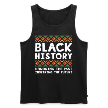 Black History Month Honouring & Inspiring Tee - Men's Premium Organic Tank Top - black - Front - AI Model Male 178 light (178cm)