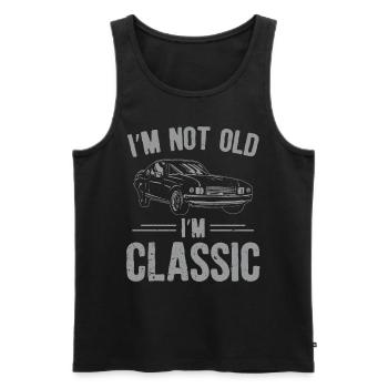 Klassisches Auto-retro-vintage-t-shirt - Männer Premium Bio Tank Top - Schwarz - Vorne - Michal (187cm)