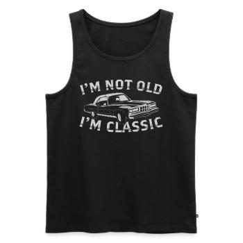 Klassisches Auto-retro-vintage-t-shirt - Männer Premium Bio Tank Top - Schwarz - Vorne - Michal (187cm)