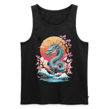 Tatouage de dragon japonais streetwear esthétique - Débardeur bio Premium Homme - noir - Devant - Michal (187cm)