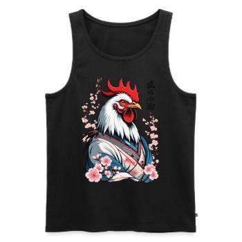 Samurai Bild Retro Design Hahn Kampfkunst - Männer Premium Bio Tank Top - Schwarz - Vorne - AI Model Male 178 light (178cm)