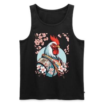 Hühner Samurai Retro Vintage Aesthetic Design - Männer Premium Bio Tank Top - Schwarz - Vorne - AI Model Male 178 light (178cm)