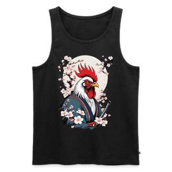 Coq Vintage samouraï Ukiyo-E Style Design - Débardeur bio Premium Homme - noir - Devant - Michal (187cm)