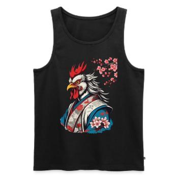 Samurai Hahn im Ukiyo-e Stil Retro Design - Männer Premium Bio Tank Top - Schwarz - Vorne - AI Model Male 178 light (178cm)
