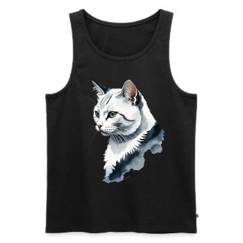 Cute Cat Design for Domestic Cat Owners - Men's Premium Organic Tank Top - black - Front - AI Model Male 178 light (178cm)