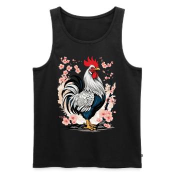 Asian Rooster Aesthetics For Chicken Lovers - Men's Premium Organic Tank Top - black - Front - AI Model Male 178 light (178cm)