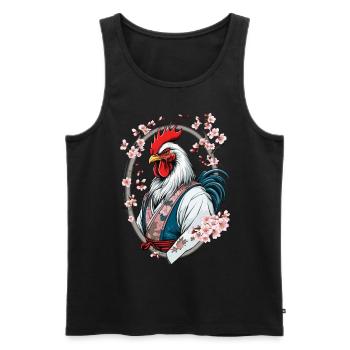 Samurai Bild Hahn Vintage Kampfkunst Ästhetik - Männer Premium Bio Tank Top - Schwarz - Vorne - Michal (187cm)
