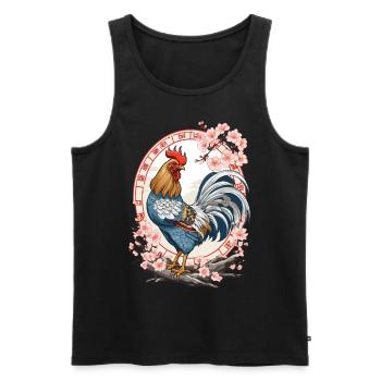 Asian With Cherry Blossoms Aesthetic - Men's Premium Organic Tank Top - black - Front - AI Model Male 178 light (178cm)