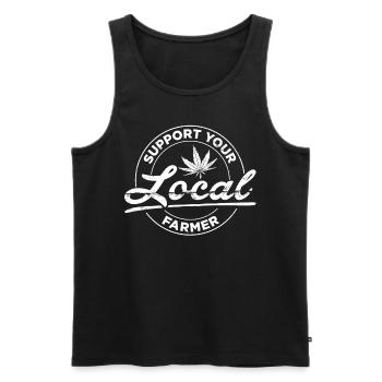 Local cannabis farmer support t-shirt - Men's Premium Organic Tank Top - black - Front - AI Model Male 178 light (178cm)