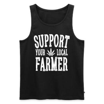 Local cannabis farmer support t-shirt - Men's Premium Organic Tank Top - black - Front - AI Model Male 178 light (178cm)