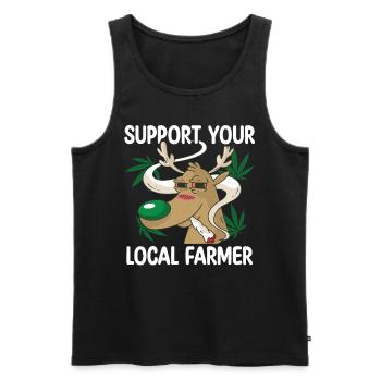 Local cannabis farmer support t-shirt - Men's Premium Organic Tank Top - black - Front - AI Model Male 178 light (178cm)