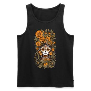 Blumen Deko Vintage Ästhetische Streetwear Design - Männer Premium Bio Tank Top - Schwarz - Vorne - Michal (187cm)