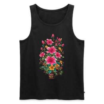 Décoration florale Vintage Esthétique Streetwear Design - Débardeur bio Premium Homme - noir - Devant - Michal (187cm)